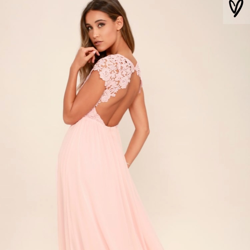 Lulus blush pink crochet top maxi dress